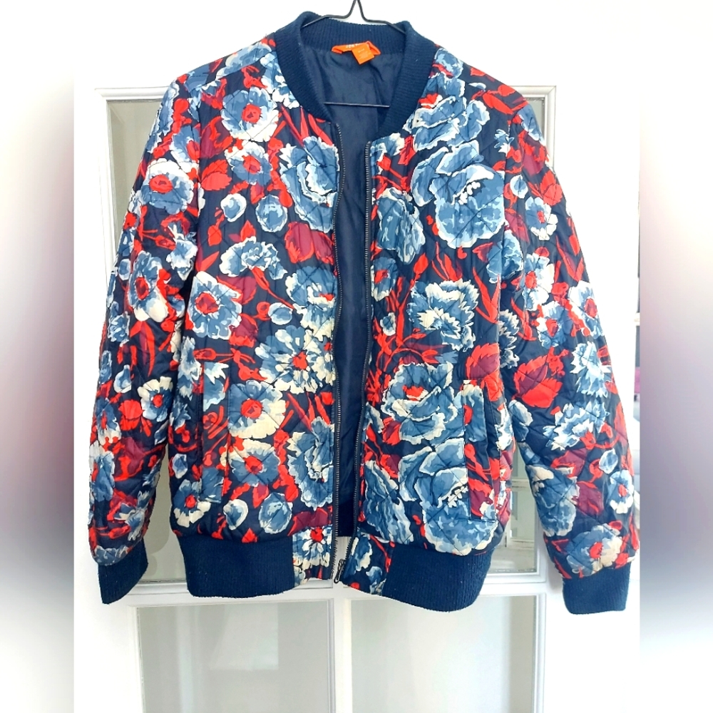 Floral Bomber Jacket - Red and Blue